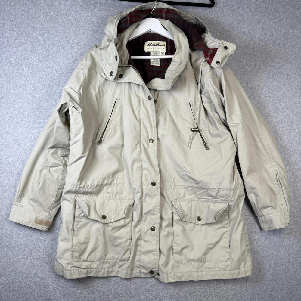 Eddie Bauer Women's Size Large Stone White Blanket Lined Wool Blend Jacket Coat